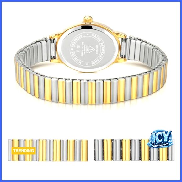 Stainless Steel Expansion Band Analog Watch with Mineral Glass Crystal